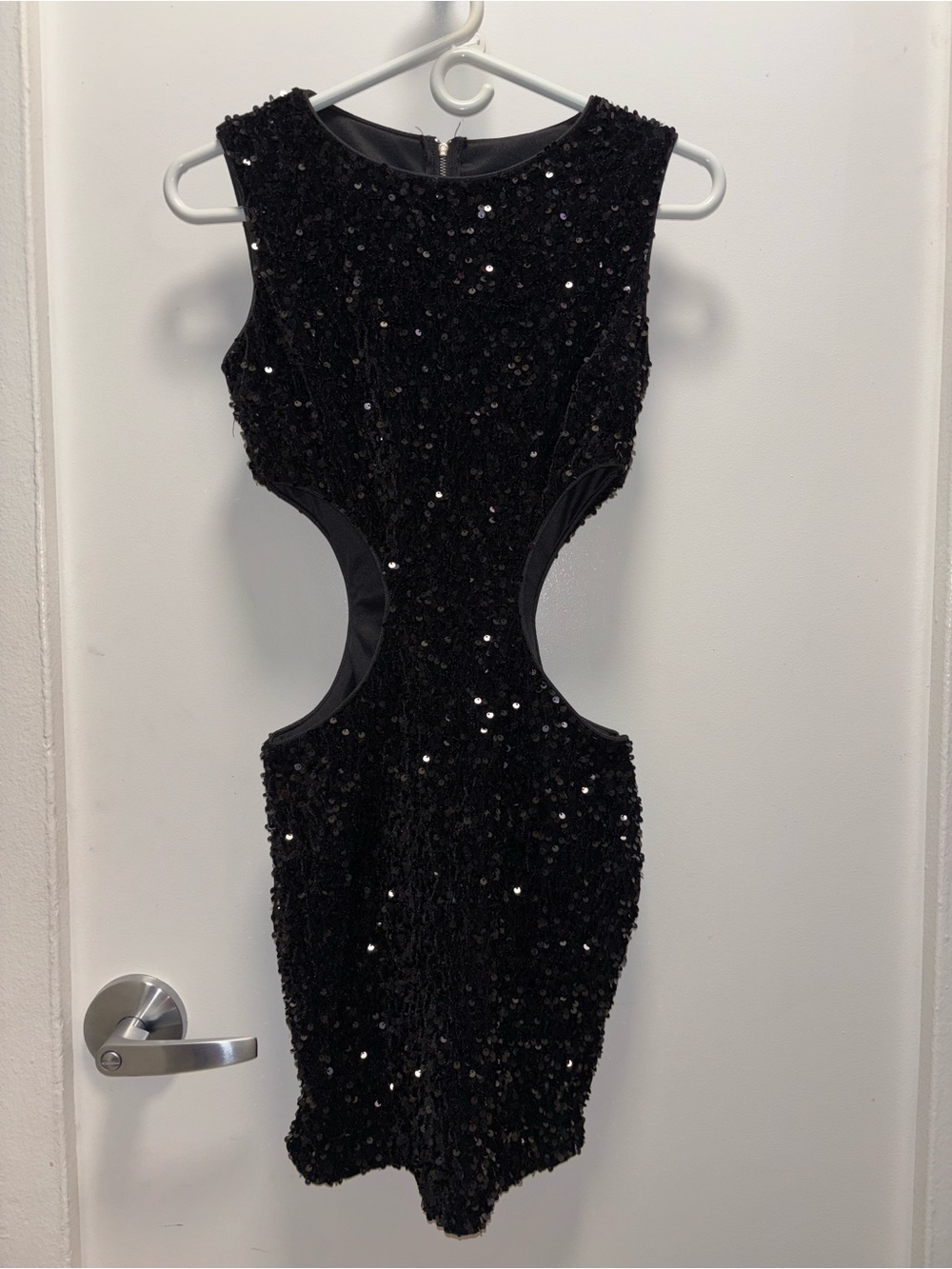 Black Sequin Cutout Mini Dress - Women